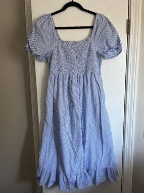 J. Crew Blue and White Striped Maxi Dress